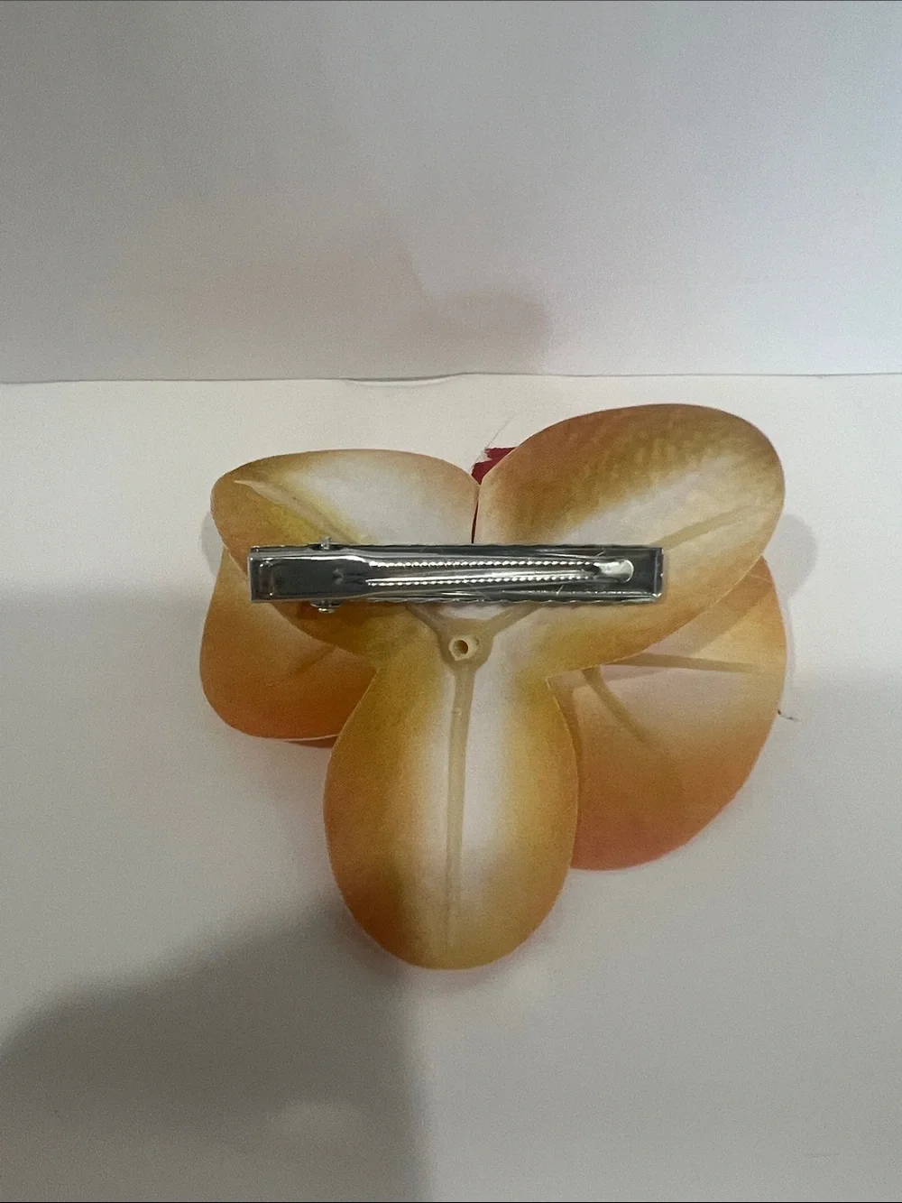 Pearl-Center Yellow-Orange Floral Hair Clip